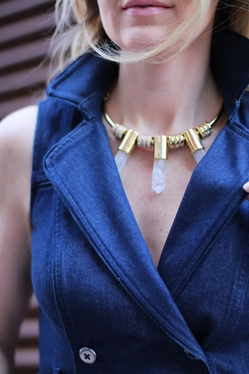Trench Dress, baublebar necklace, designed by olivia palermo, statement necklace