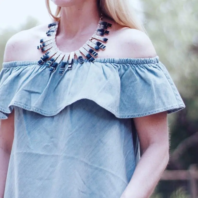 OFF SHOULDER CHAMBRAY DRESS FROM EXPRESS