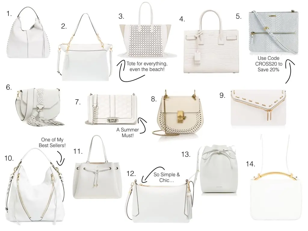 best, most stylish white handbags