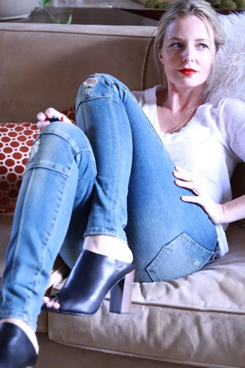 Plain White Tee, skinny jeans, lovers + friends, moto skinny jeans 