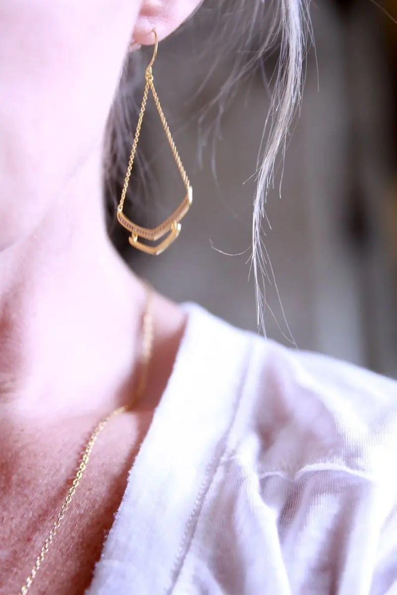 Plain White Tee, gorjana, earrings, gold earrings, drop earrings, gold and crystal 