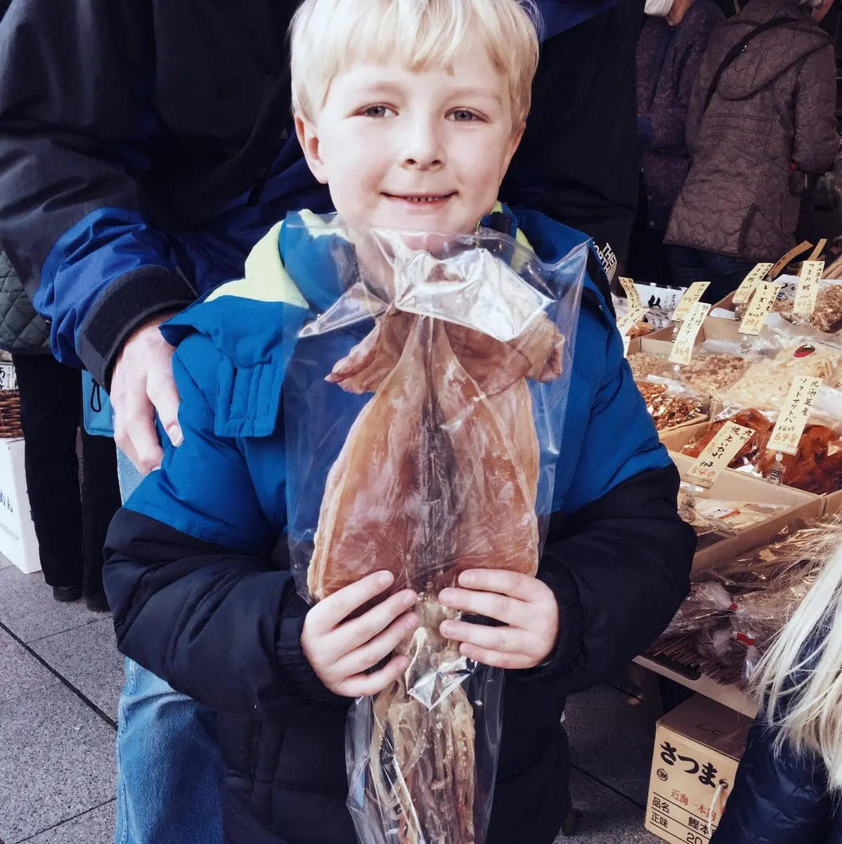 dried squid in the fish market in tokyo japan 