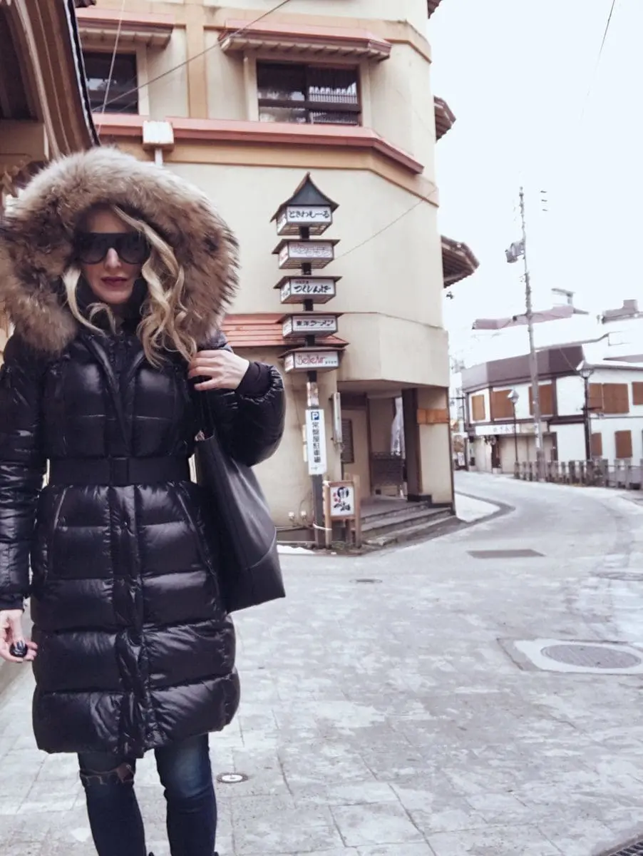 A very chic puffer coat, belted to give you a shape. It is also SUPER warm!