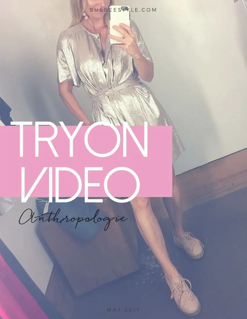 Try on dressing room video with fashion blogger and youtuber erin busbee of busbee style from san antonio, texas, featuring dresses, jumpsuits and tops from Anthropologie