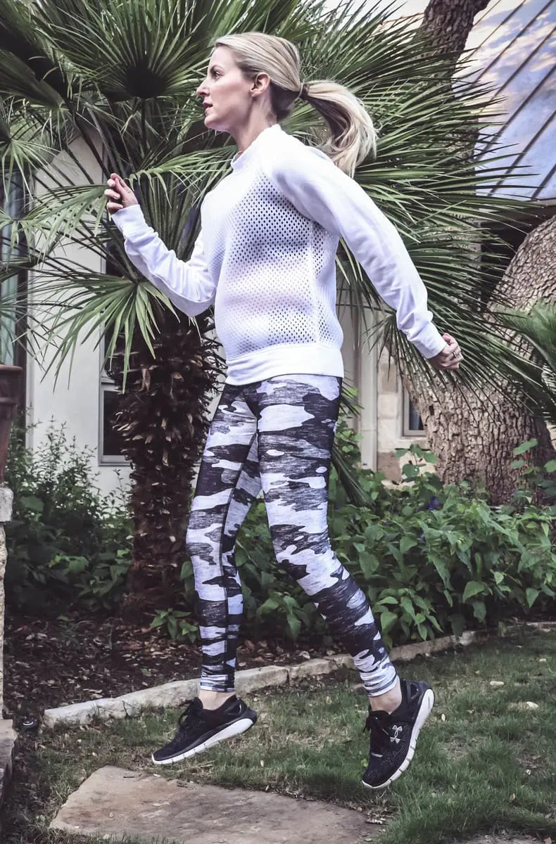 Sexy, edgy, and stylish workout clothes for women over 40, fashion over 40, fashion forward activewear, on Erin Busbee, Busbeestyle.com, fashion blogger and youtuber, look at brands like terez, alo yoga, beyond yoga