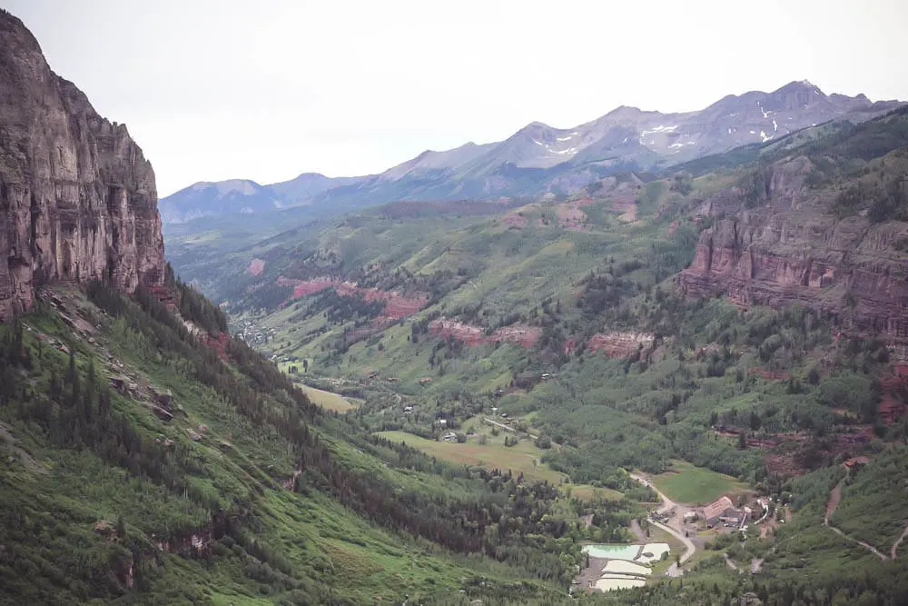 Favorite sweatshirts and an awesome view from the top of Bridal Veil Falls in Telluride, Colorado