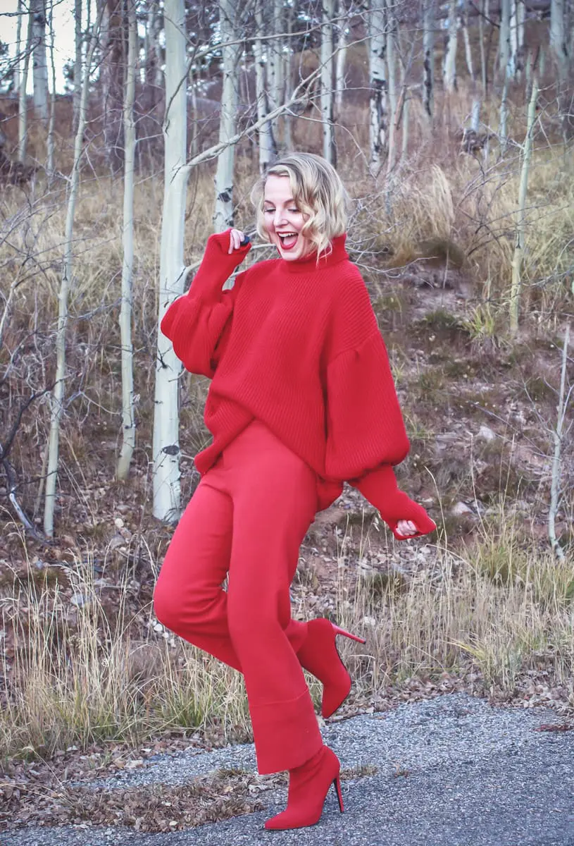 Busbee Style 2017 Holiday Gift Guide All Red Outfit on fashion blogger over 40, Erin Busbee of Busbee Style