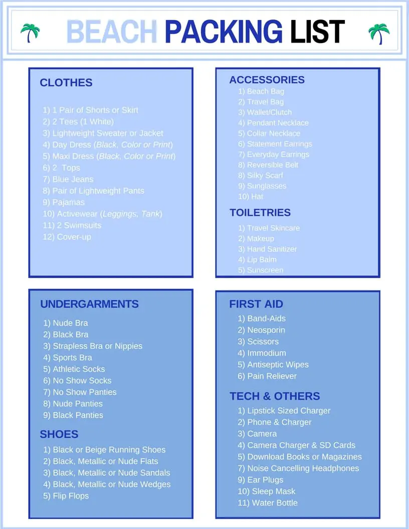 Beach Packing List | Downloadable Packing List for the Beach