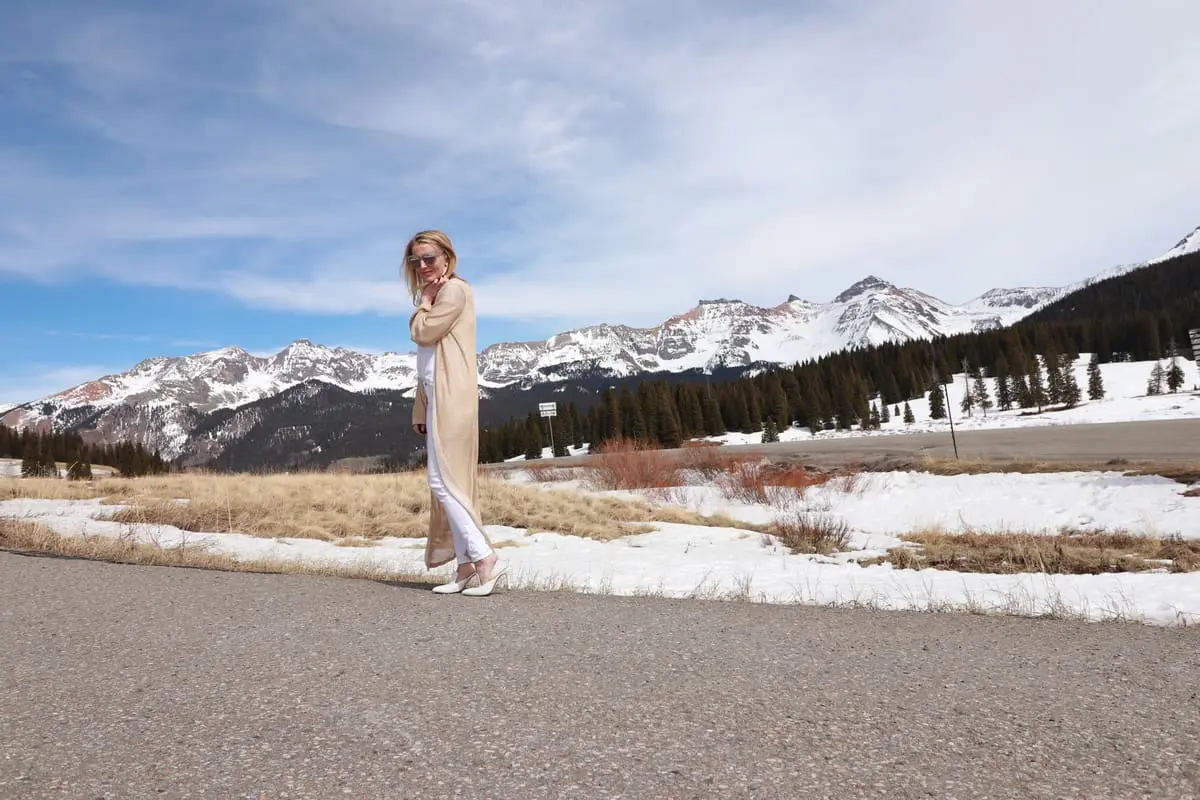 Light Layers for Spring | Busbee Style | Gold Cardigan from Revolve as a light layer for spring, white jeans, boots