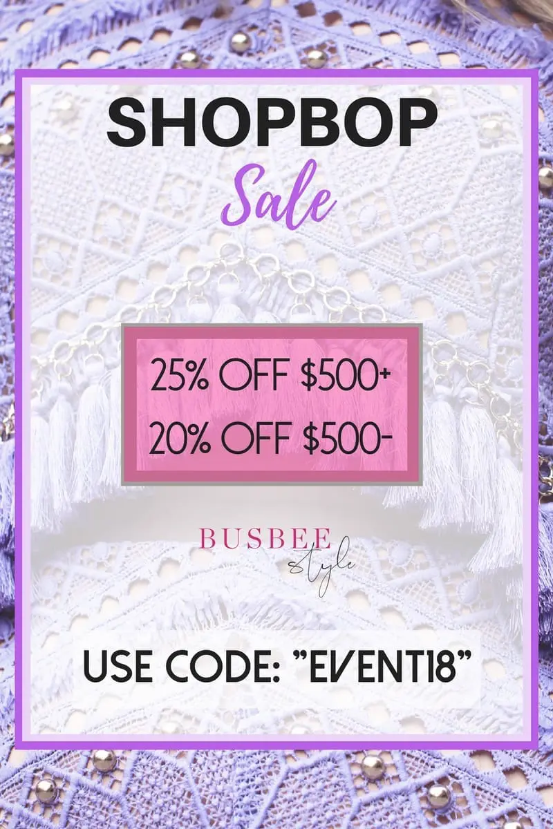 Shopbop sale graphic, for April 2018, featuring picks by fashion blogger Erin Busbee of Busbee Style