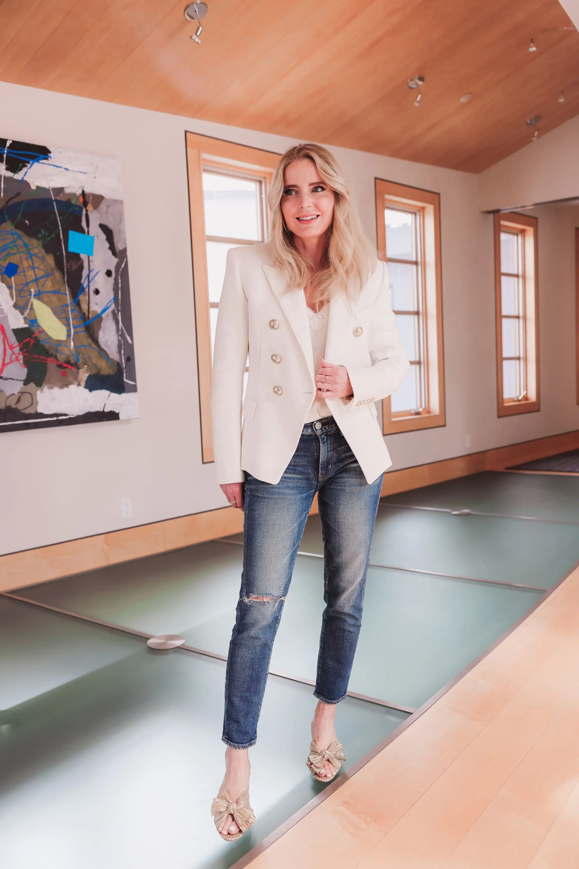 favorite summer denim, moussy vintage jeans, cropped jeans, erin busbee, leather veronica beard blazer, best summer denim, look stylish in a hurry