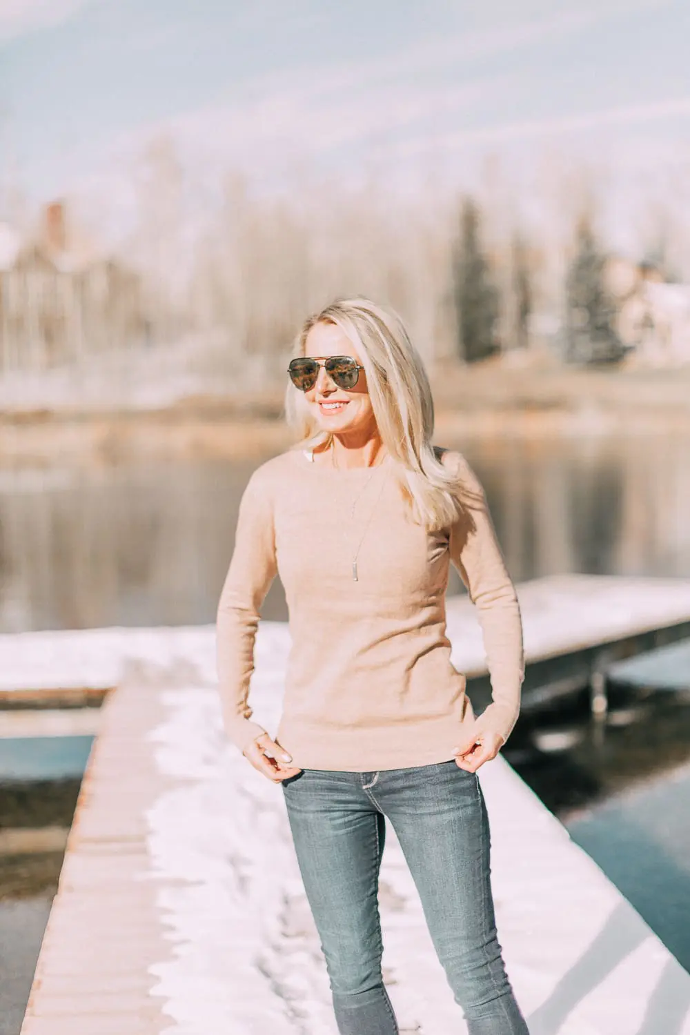 Essential sweaters for fall for women 2018 featuring a beautiful crew neck camel long sleeve sweater from JCPenney 