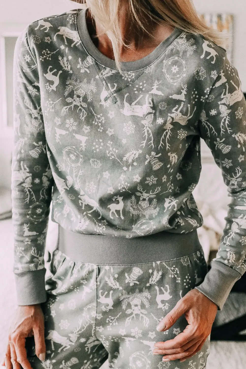 Holiday Gift Ideas from JCPenney featuring gray and white deer pajamas