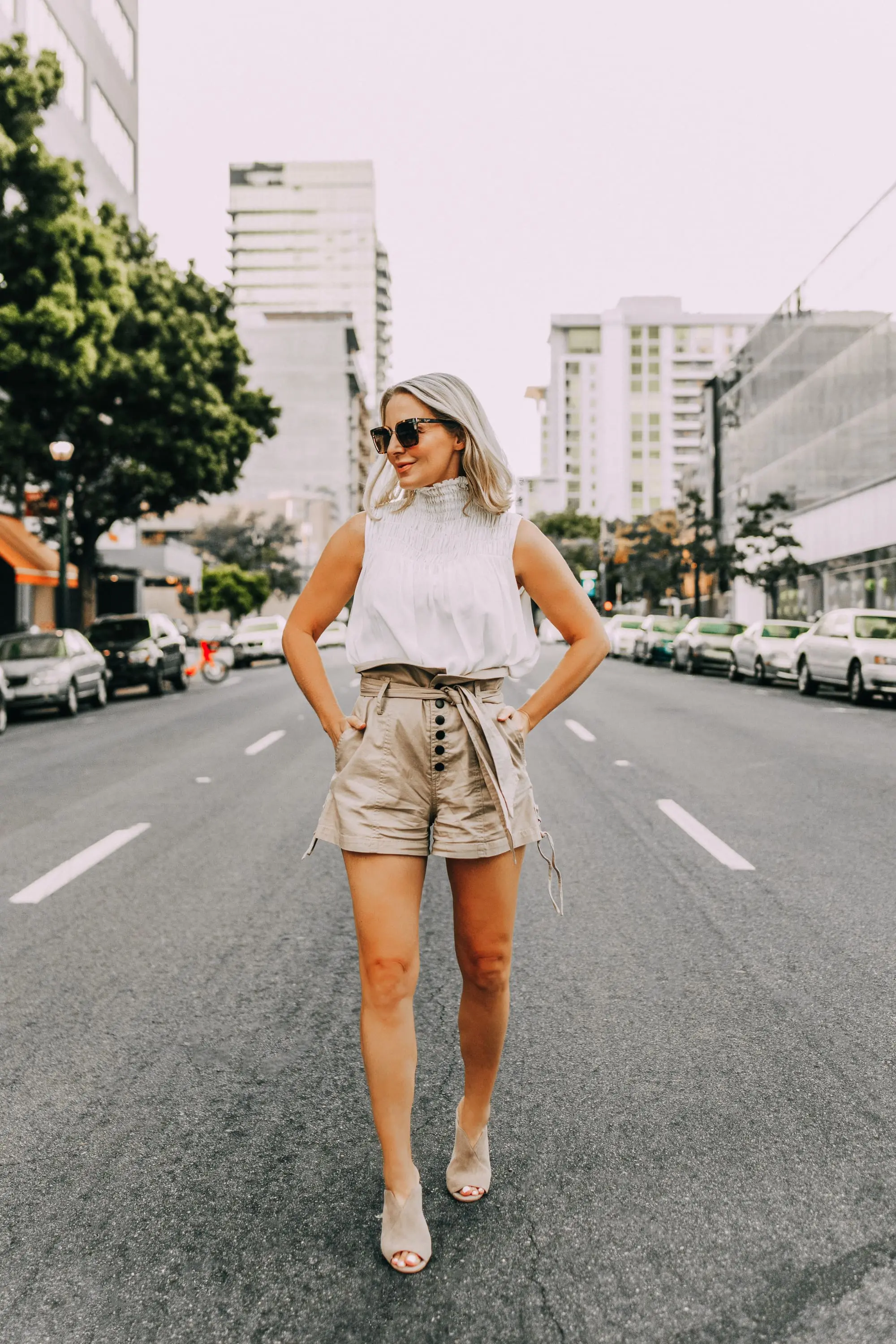 paper bag shorts outfit 