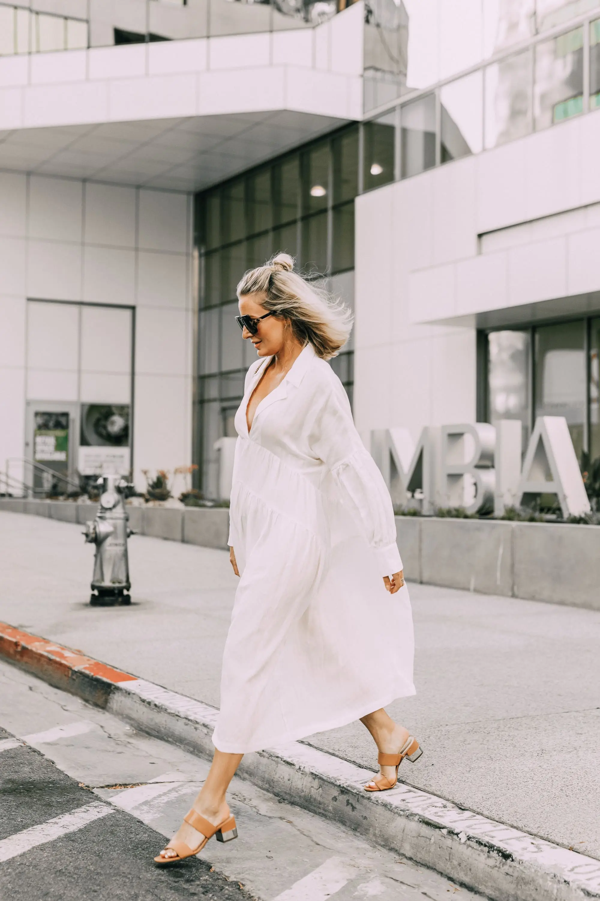dress that hides belly and love handles by l'academie celina white midi dress