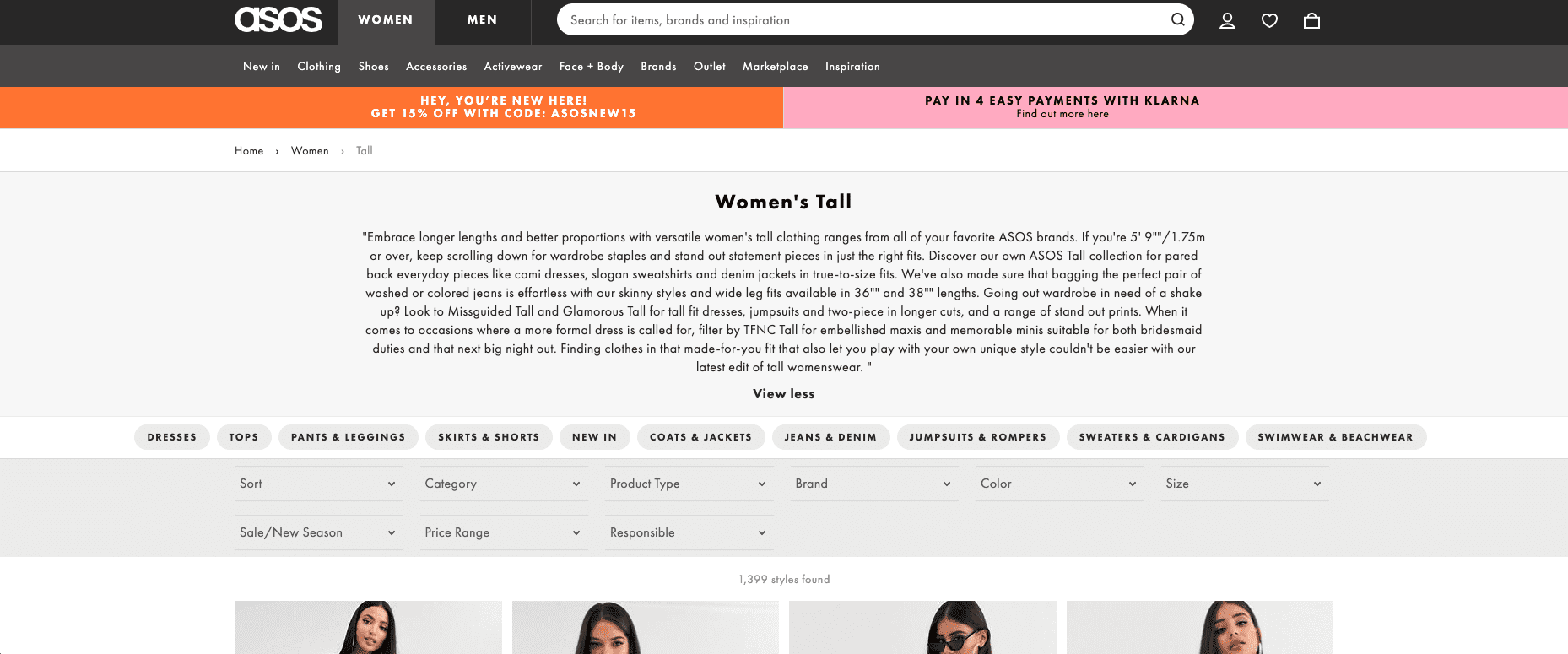 online clothing for tall women