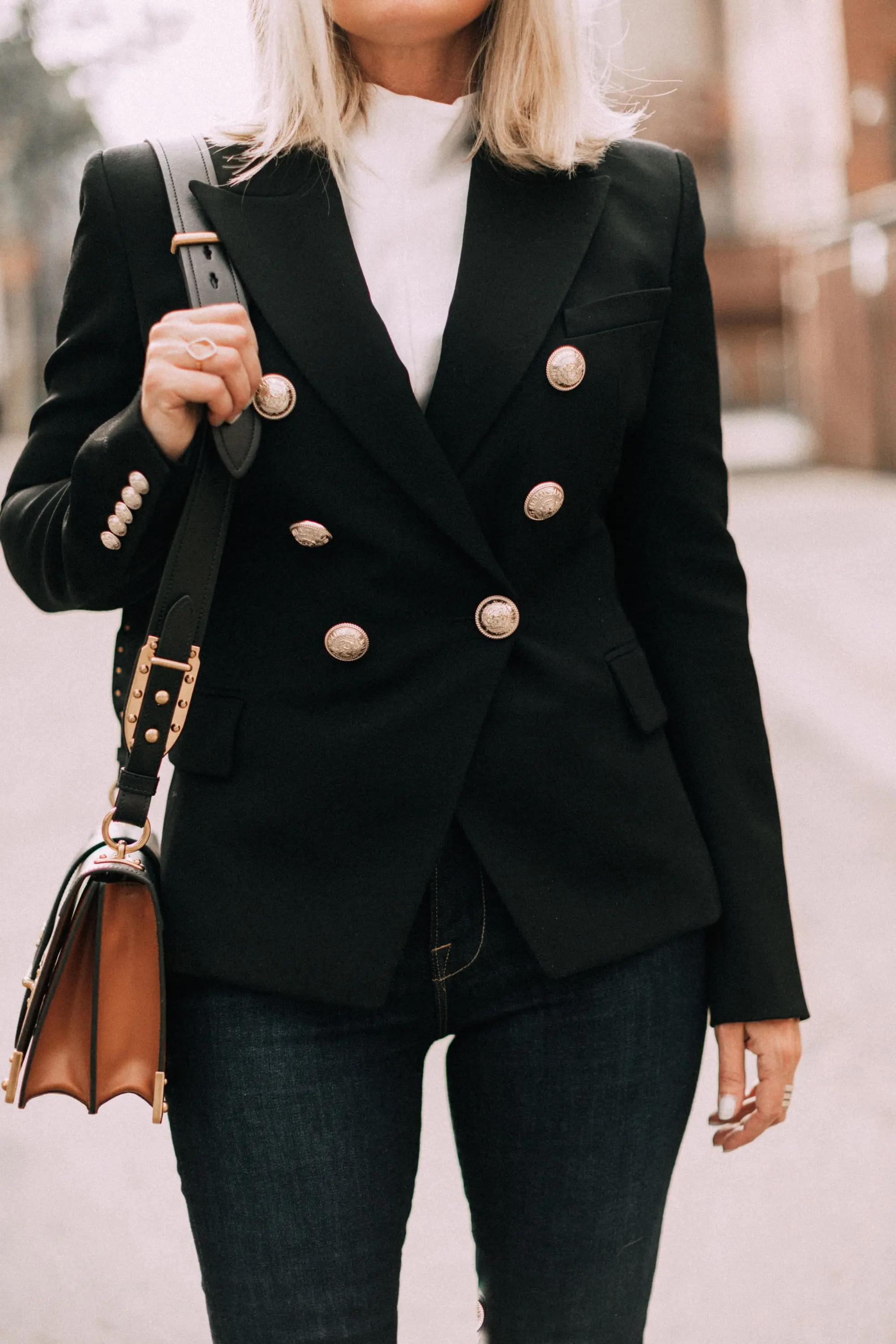 Balmain Blazer on fashion blogger Erin Busbee of Busbee Style