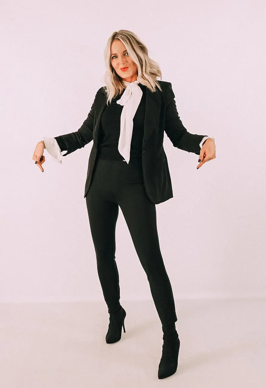 slimming pants by Spanx on fashion blogger Erin Busbee of Busbee Style