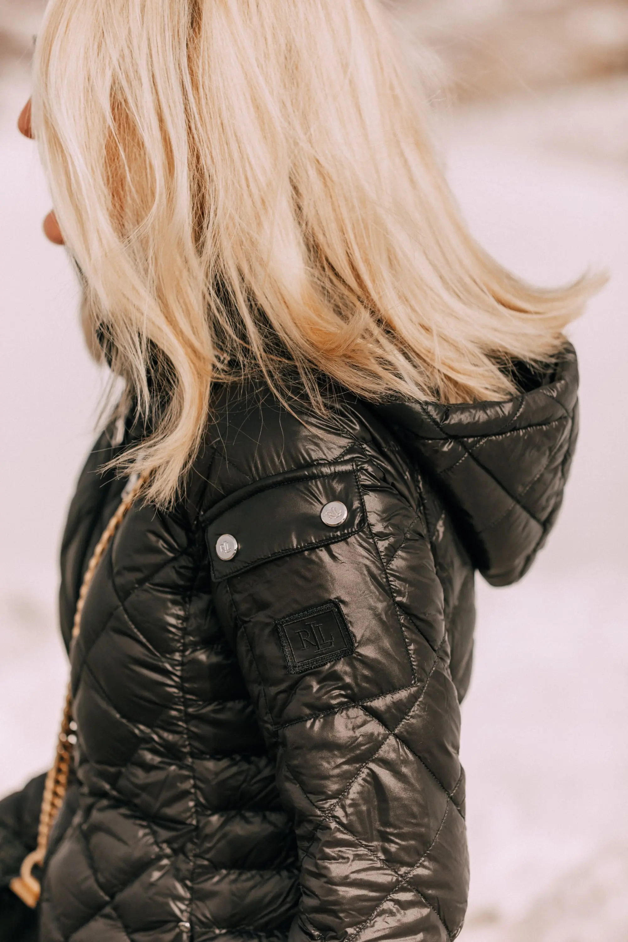 long quilted Lauren by Ralph Lauren black puffer coat outfit