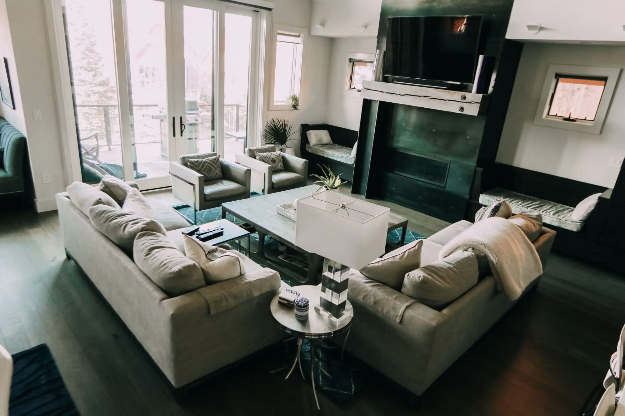 modern comfortable accent club chairs in telluride mountain townhome