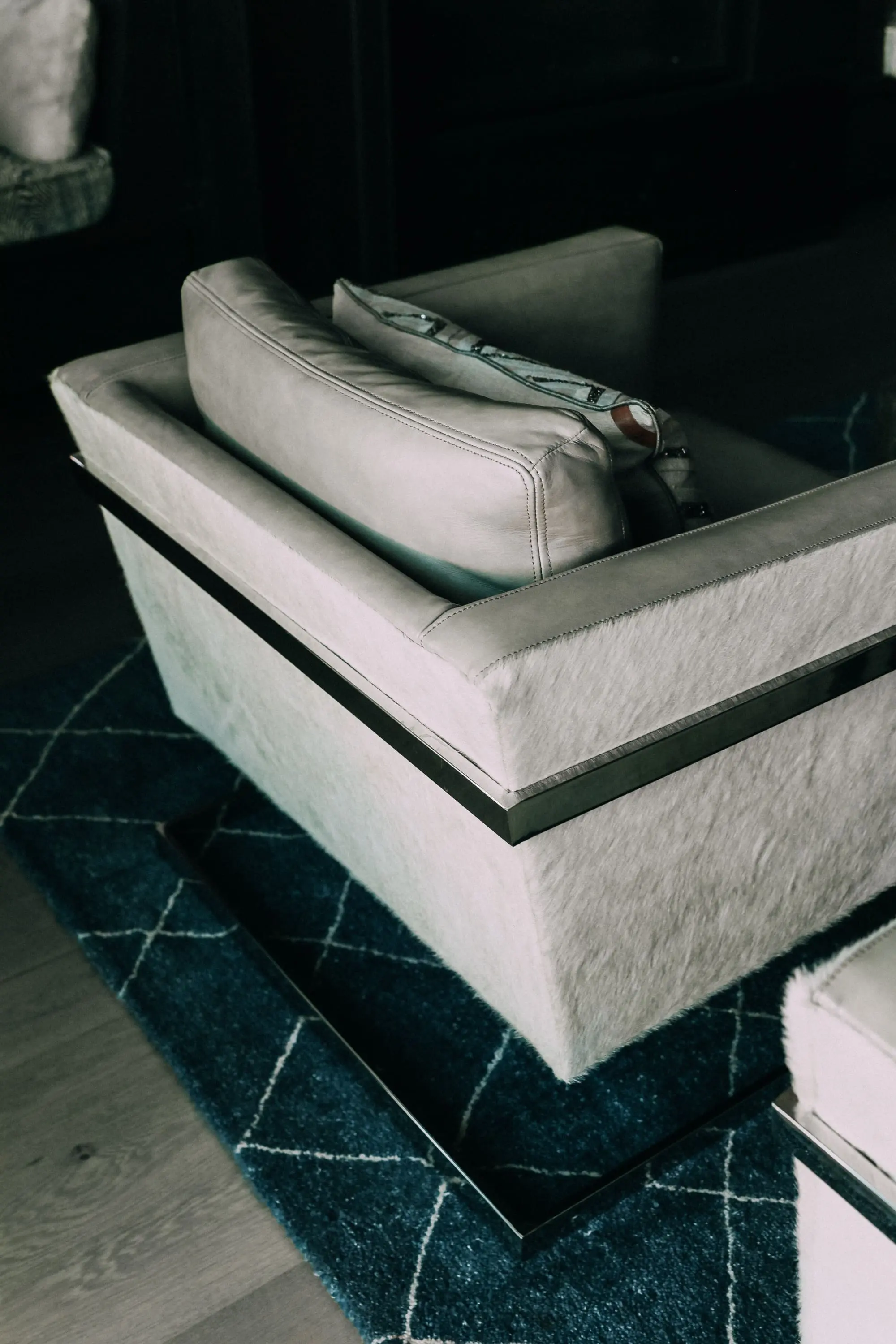 cowhide modern comfortable accent club chairs in telluride mountain townhome
