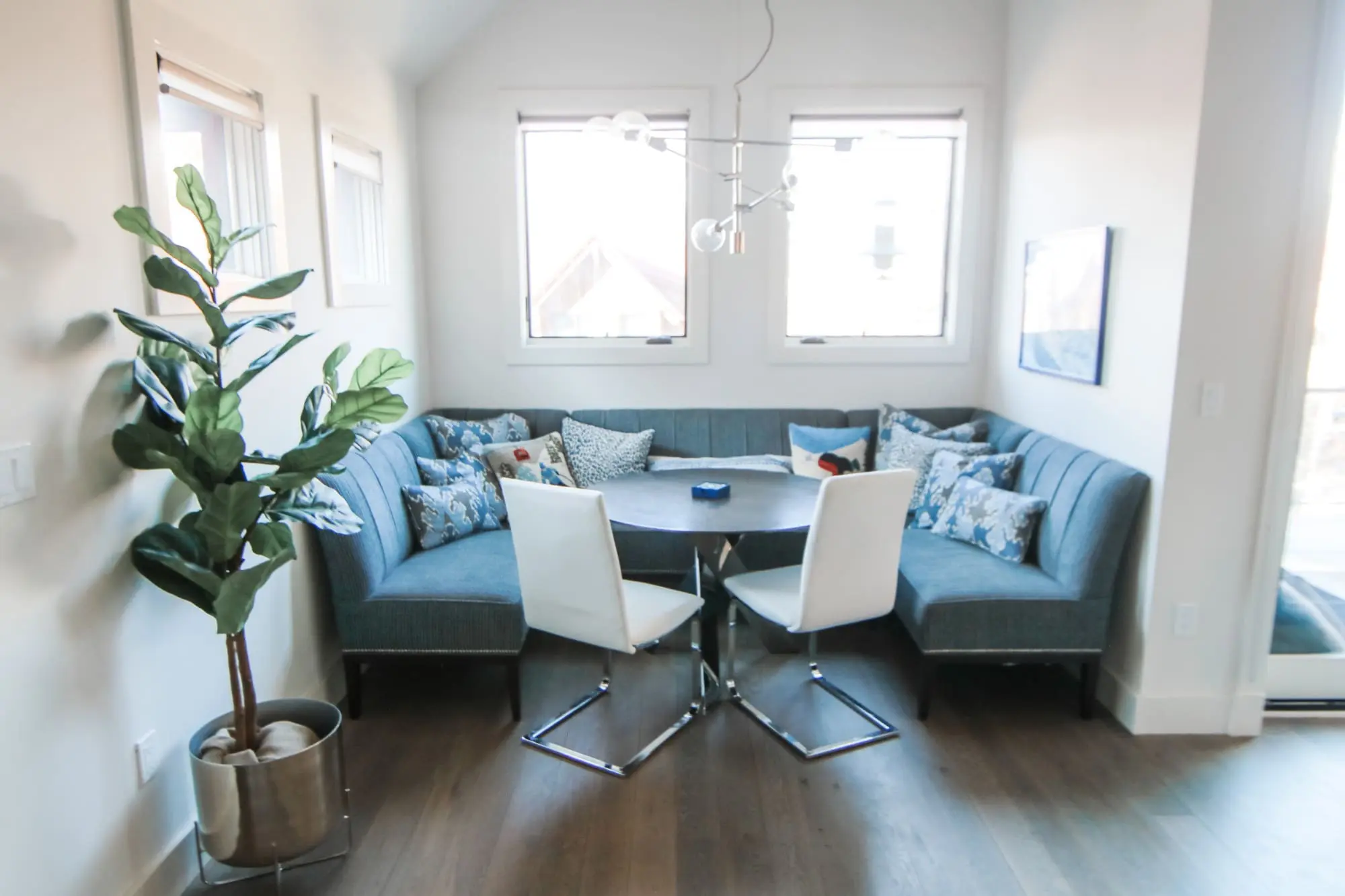 family friendly kitchen banquette seating with table for family meals