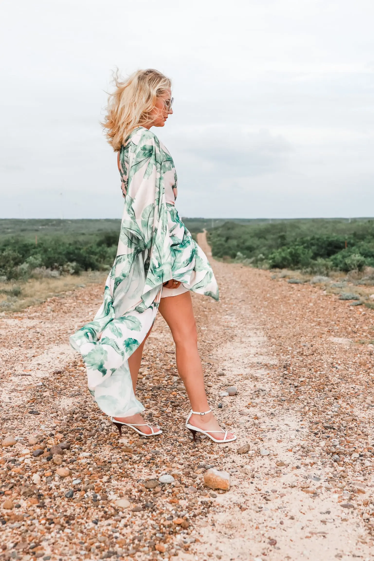palm print dress, fashion blogger wearing jennifer lopez grammy versace inspired gown Significant Other Bequia palm print dress
