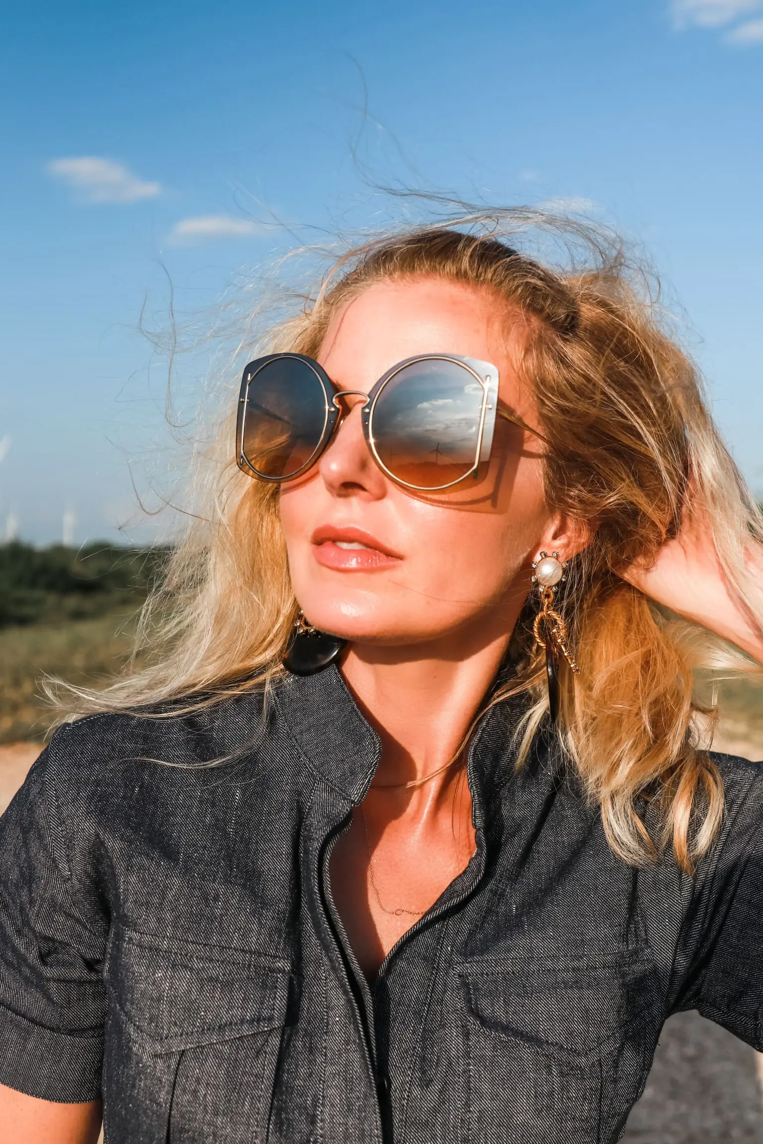 Shirt Dress, Fashion blogger Busbee Style wearing chambray A.L.C. shirtdress with Salvatore Ferragamo sunglasses