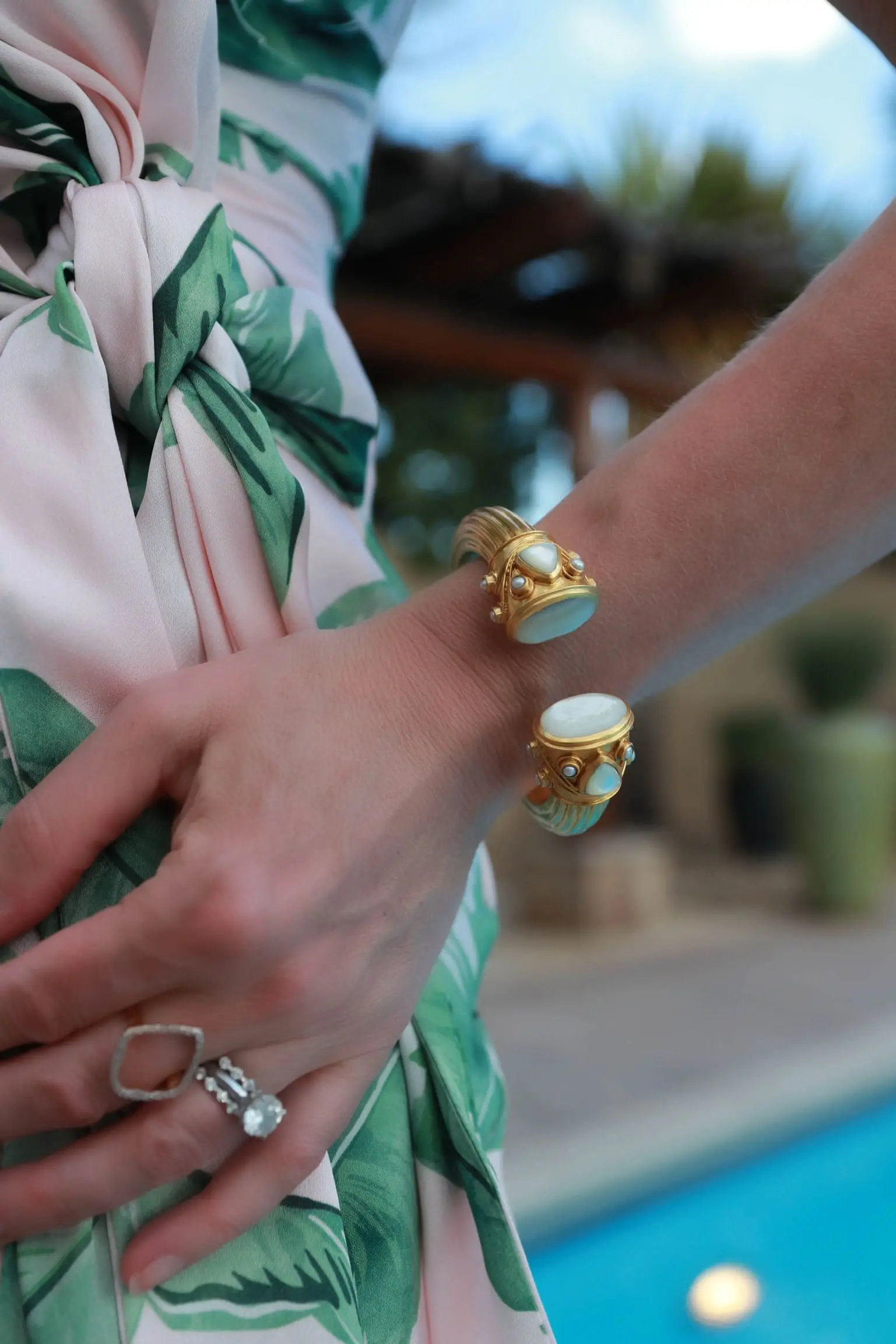 Favorite Jewelry Pieces, Fashion blogger Erin Busbee of Busbee Style sharing her favorite jewelry of the season including a gold cuff bracelet by Julie Vos in south Texas