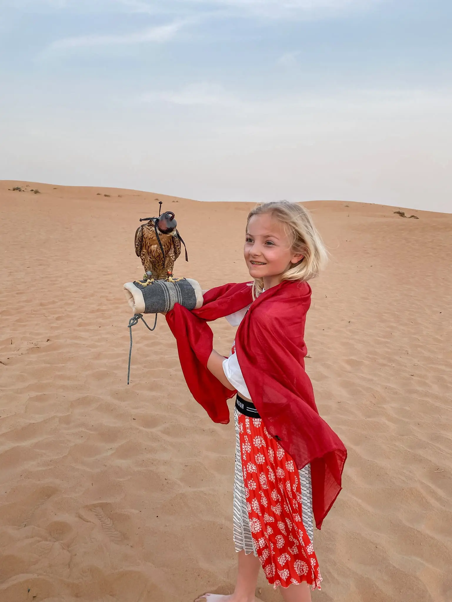 planning a trip to the middle east, where to go in the middle east, how to plan a trip to the middle east, dubai, united arab emirates, UAE, erin busbee, busbee style, busbee family travels, desert safari, platinum heritage desert safari, riding camels, falcons in the desert, hold falcon in desert, the empty quarter