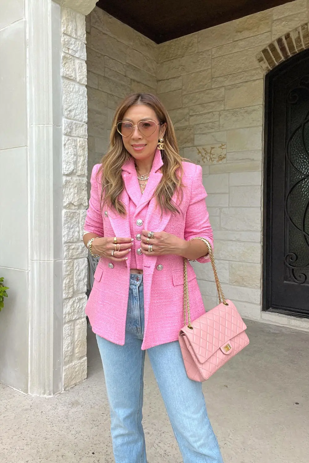 NYFW runway trends, wearable runway trends, how to wear runway trends in real life, Barbiecore trend, pink trend, hot pink trend for fall, Samantha Stewart, Style of Sam, fashion blogger over 40, erin Busbee, telluride, CO
