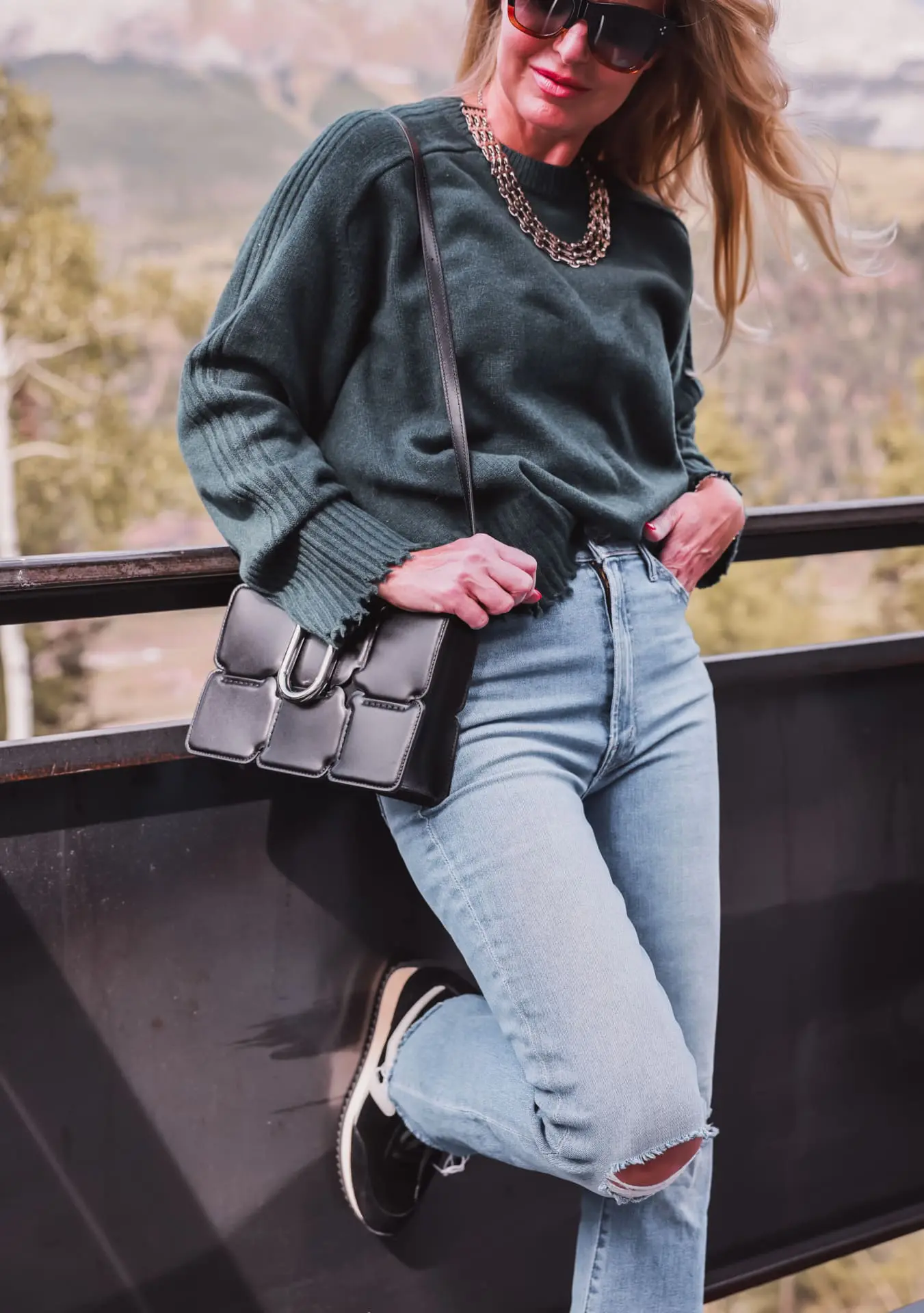 Distressed Jeans with sweater Distressed Jeans with sweater