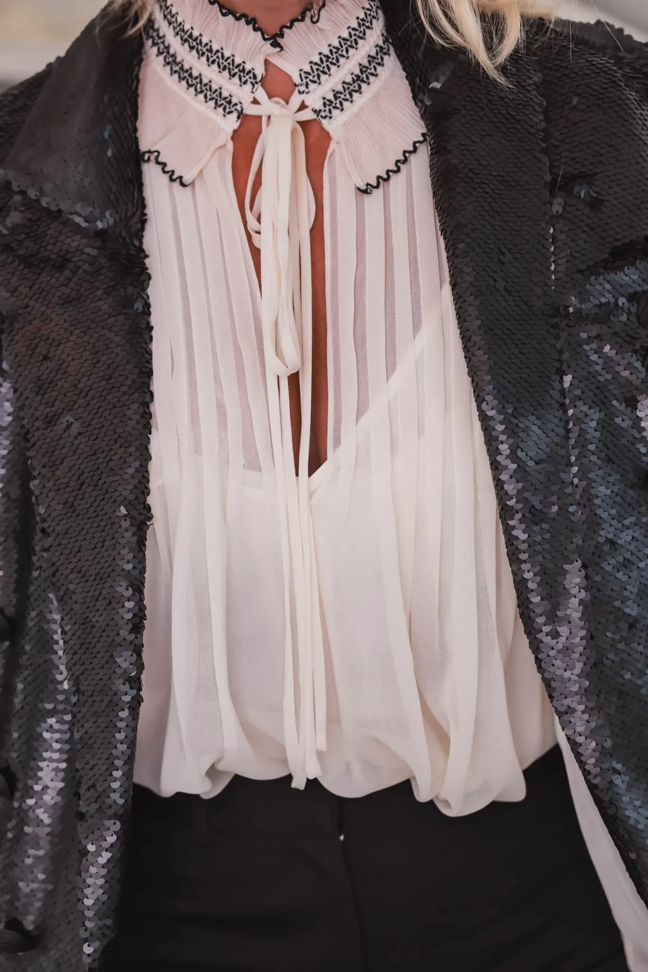 Sandro Tie Neck Blouse