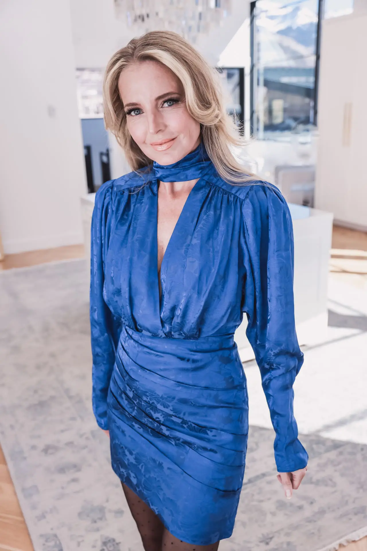 Blue Holiday Outfits satin dress