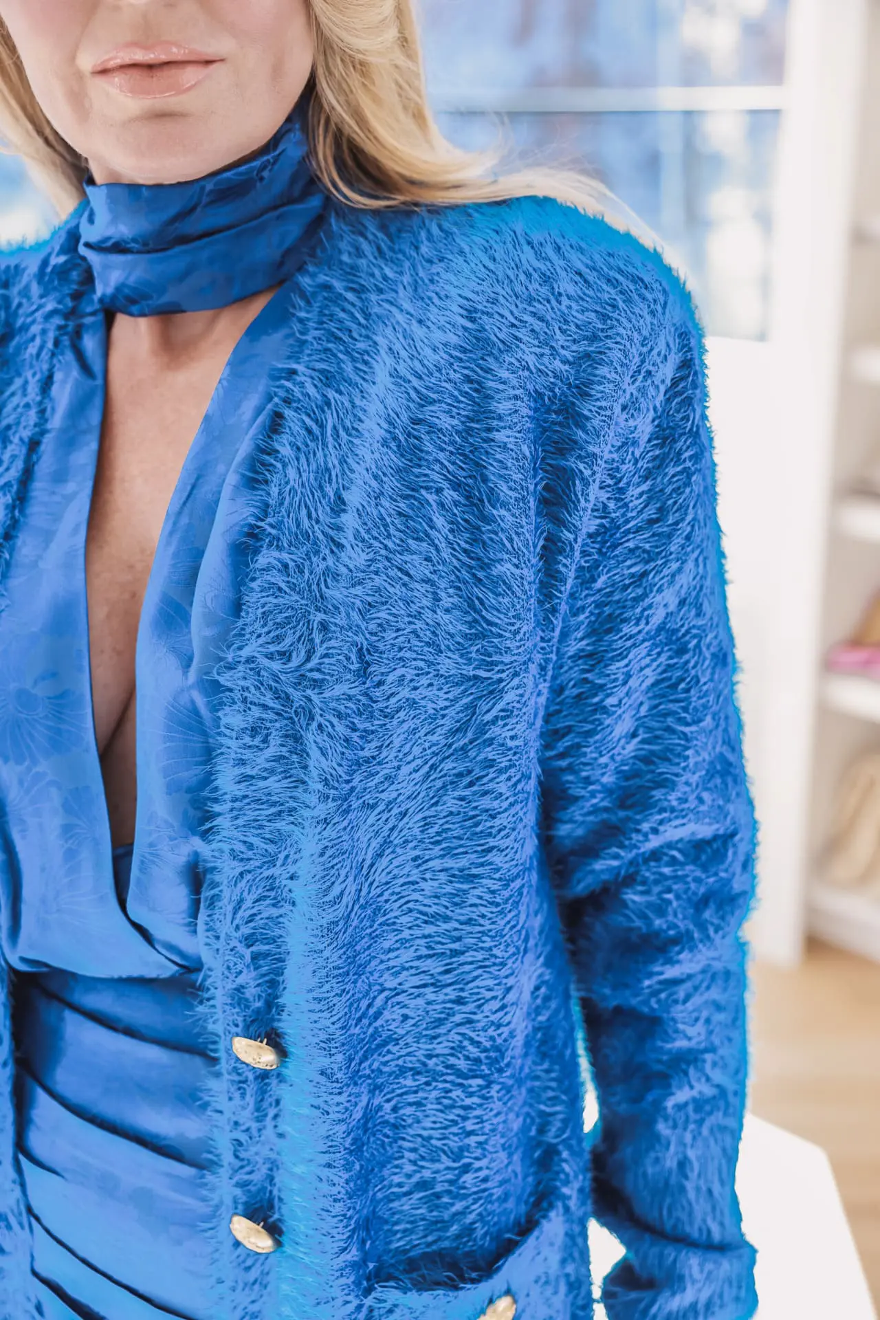 Ronny Kobo Blue cardigan sweater