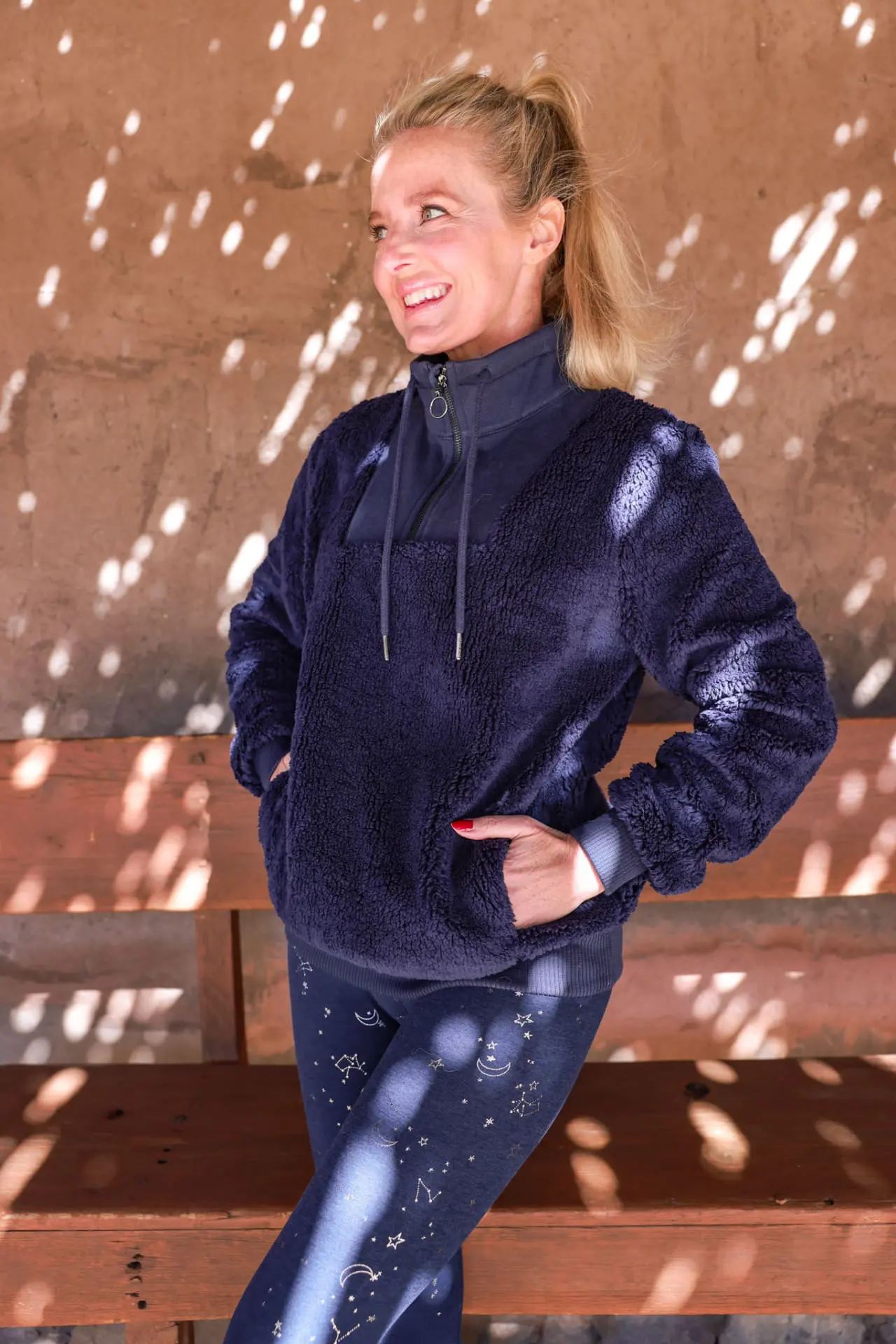 faux shearling sweaty betty pullover