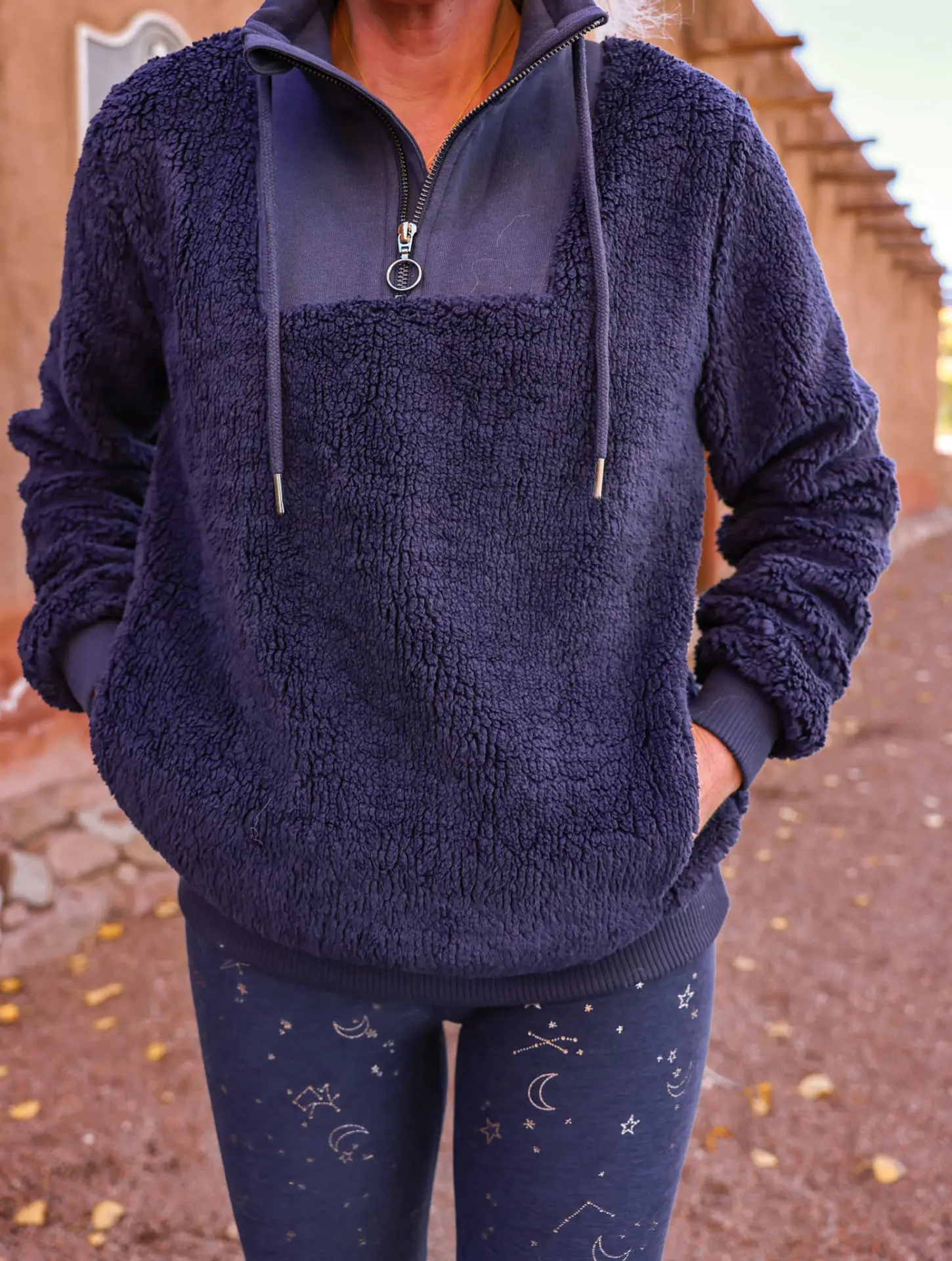 sweaty betty faux shearling pullover