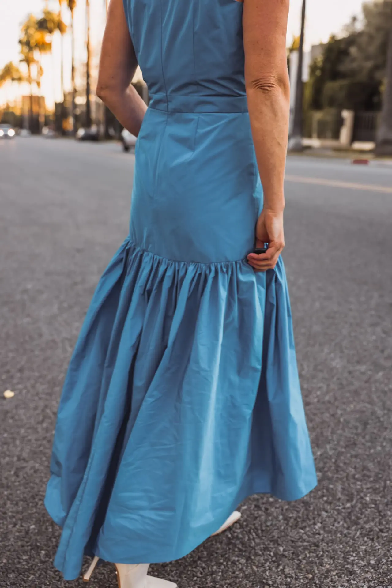blue veronica beard high low dress