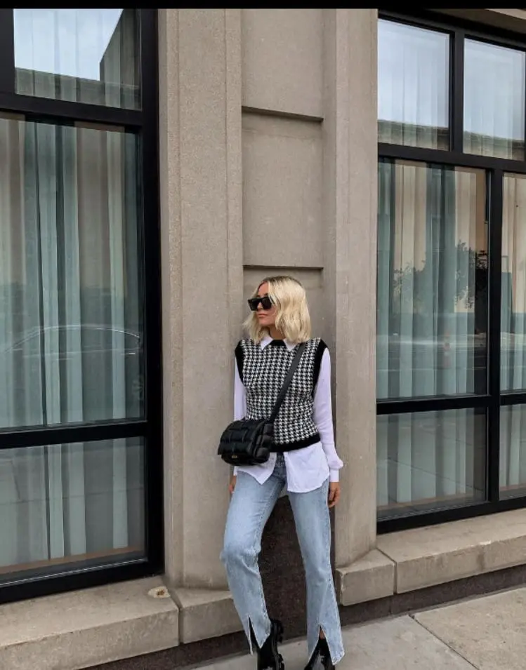 White Button-Down Under a Sweater Vest