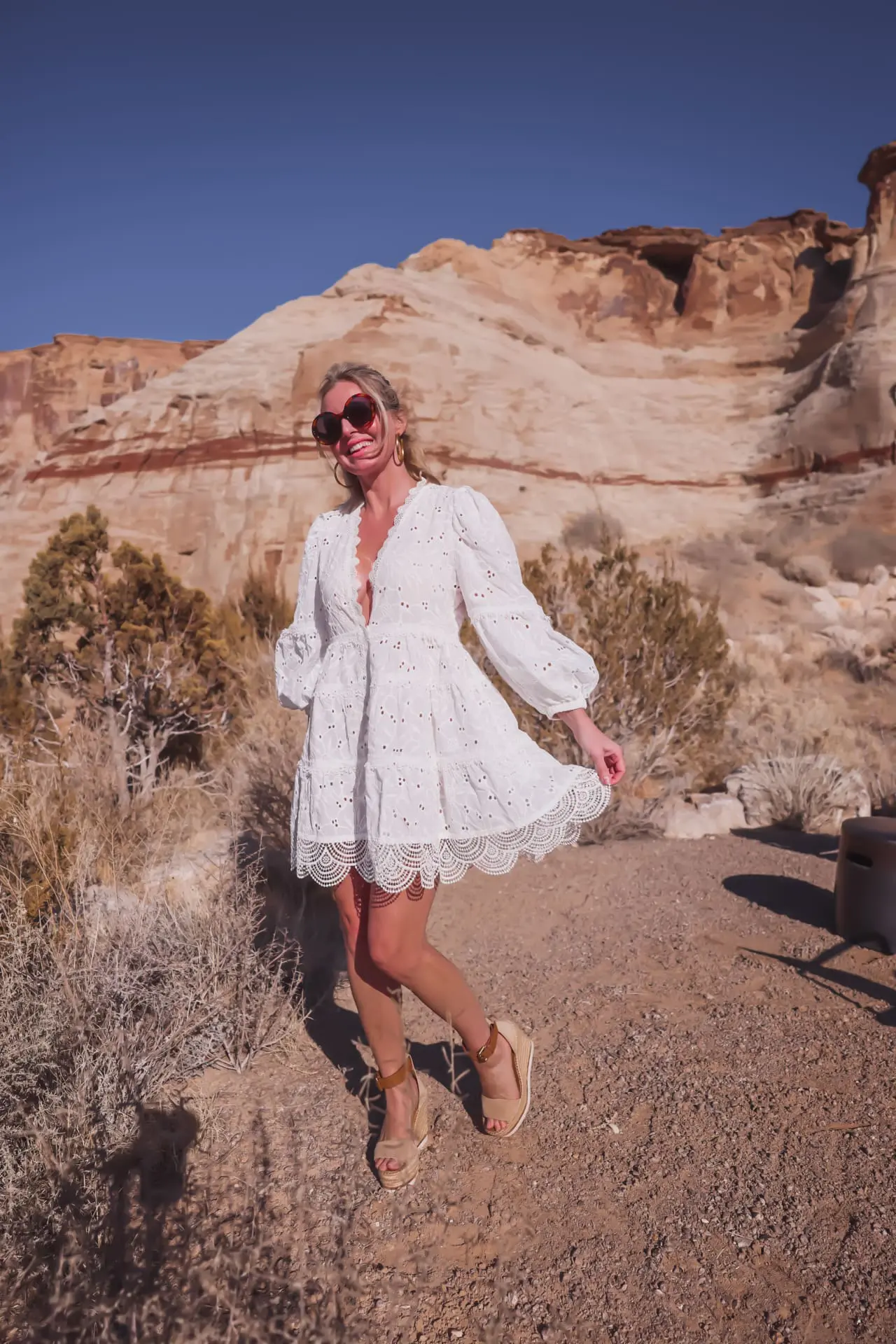 White Deep V-Neckline Dress