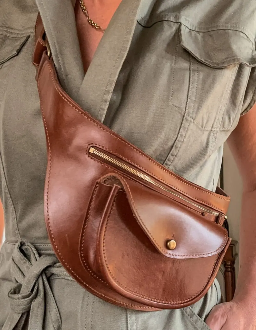 brown banana republic belt bag