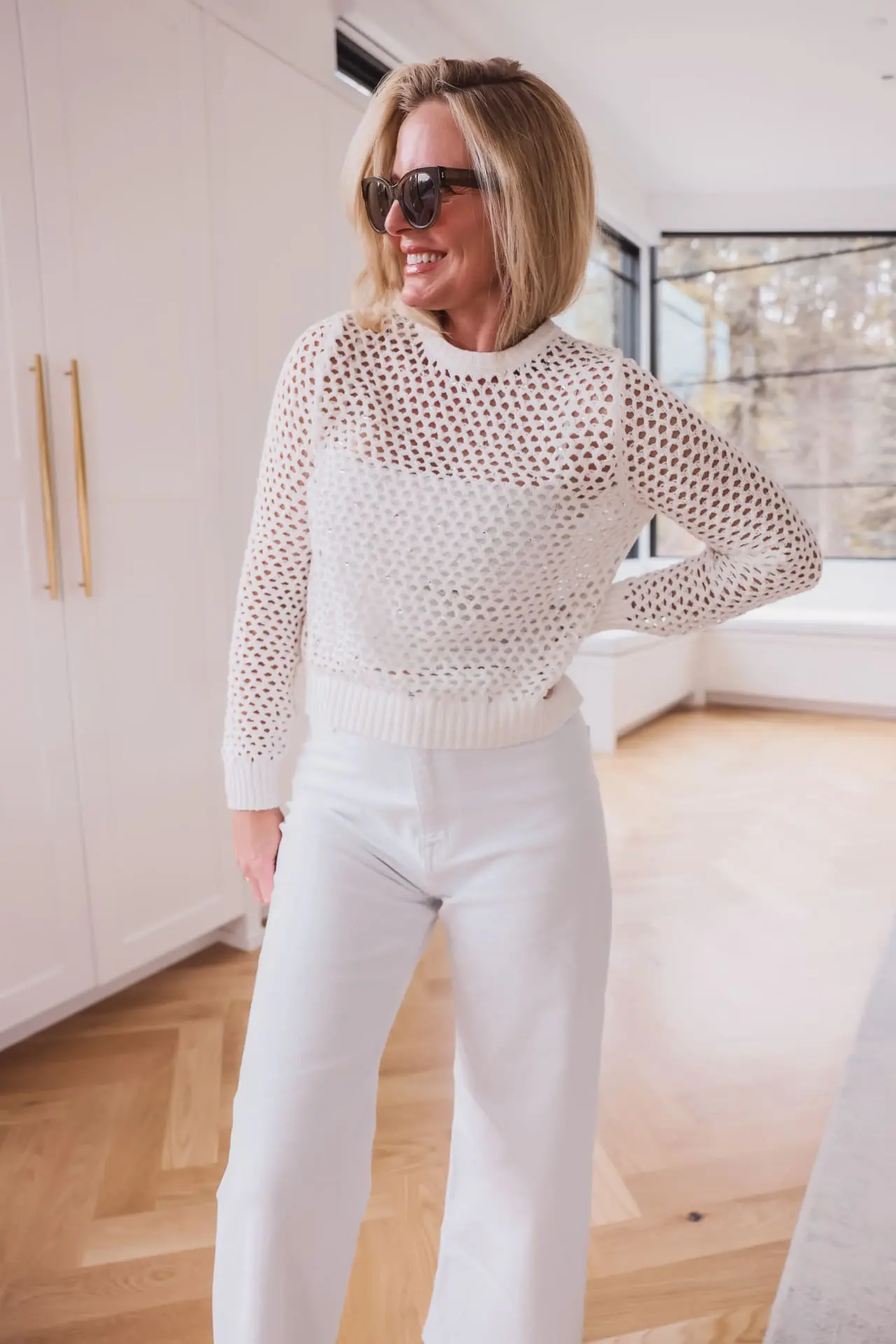 aqua embellished crochet sweater | Affordable Summer Fashion