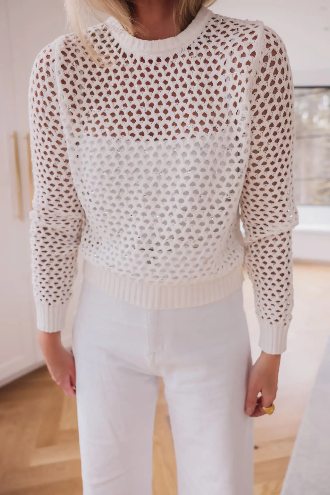 Embellished Crochet Sweater