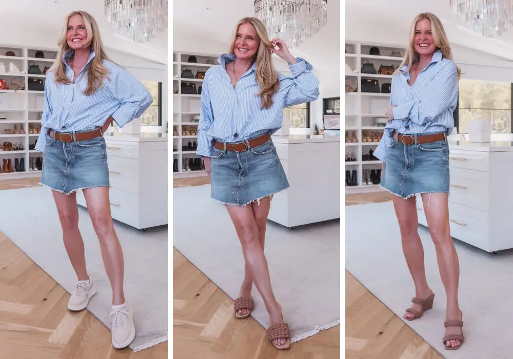 Blue & White Striped Top & Mini Skirt Striped Top & Mini Skirt Travel Capsule Wardrobe