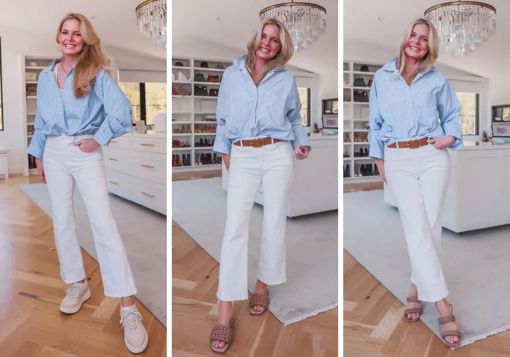 Blue & White Striped Top & White Jeans Blue & White Striped Top & White Jeans