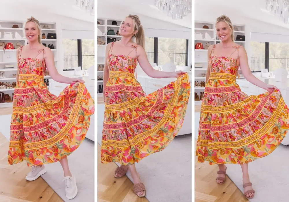 Printed Midi Dress travel outfit Printed Midi Dress travel outfit