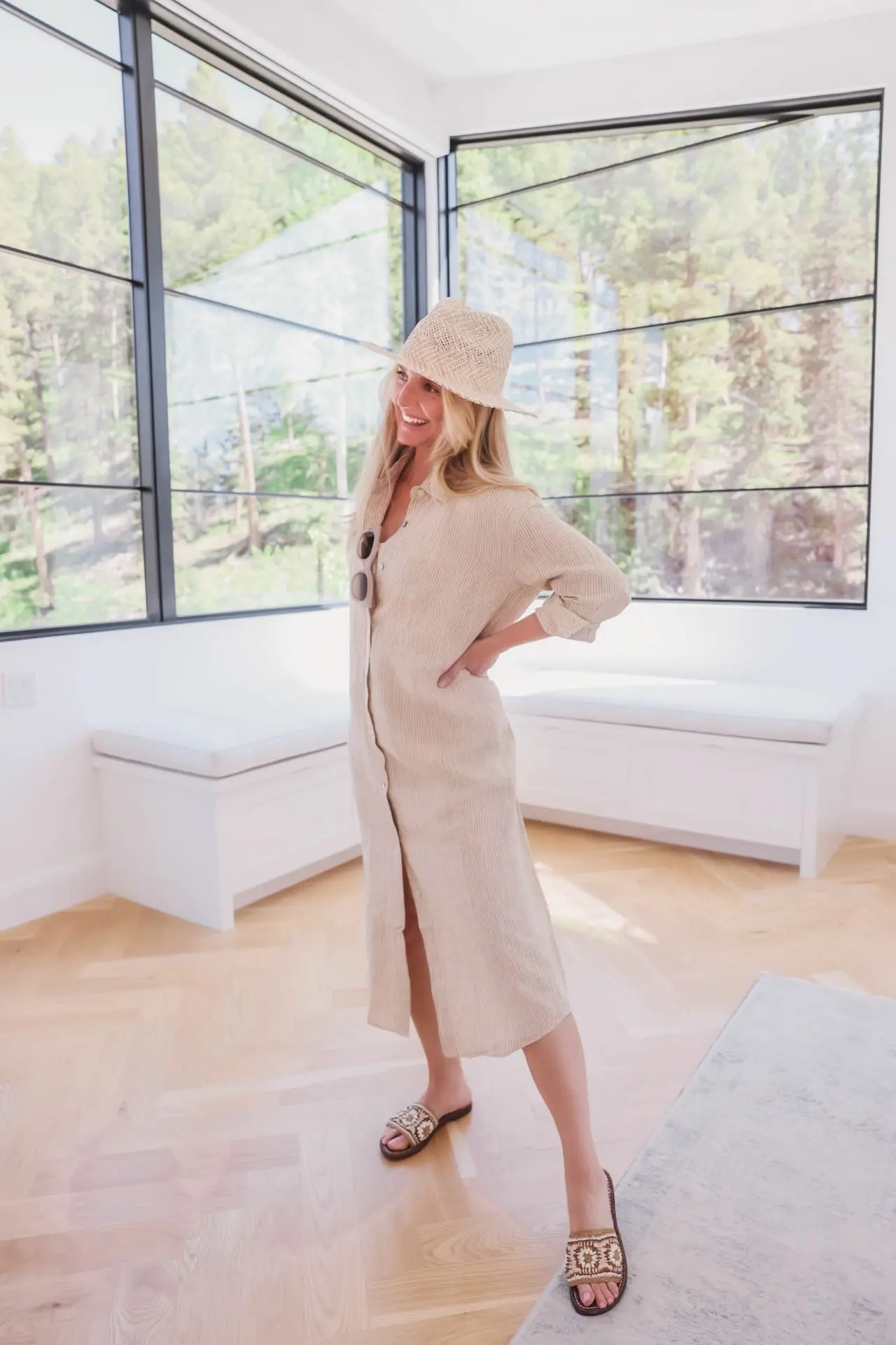 Linen Maxi Dress & Slide Sandals
