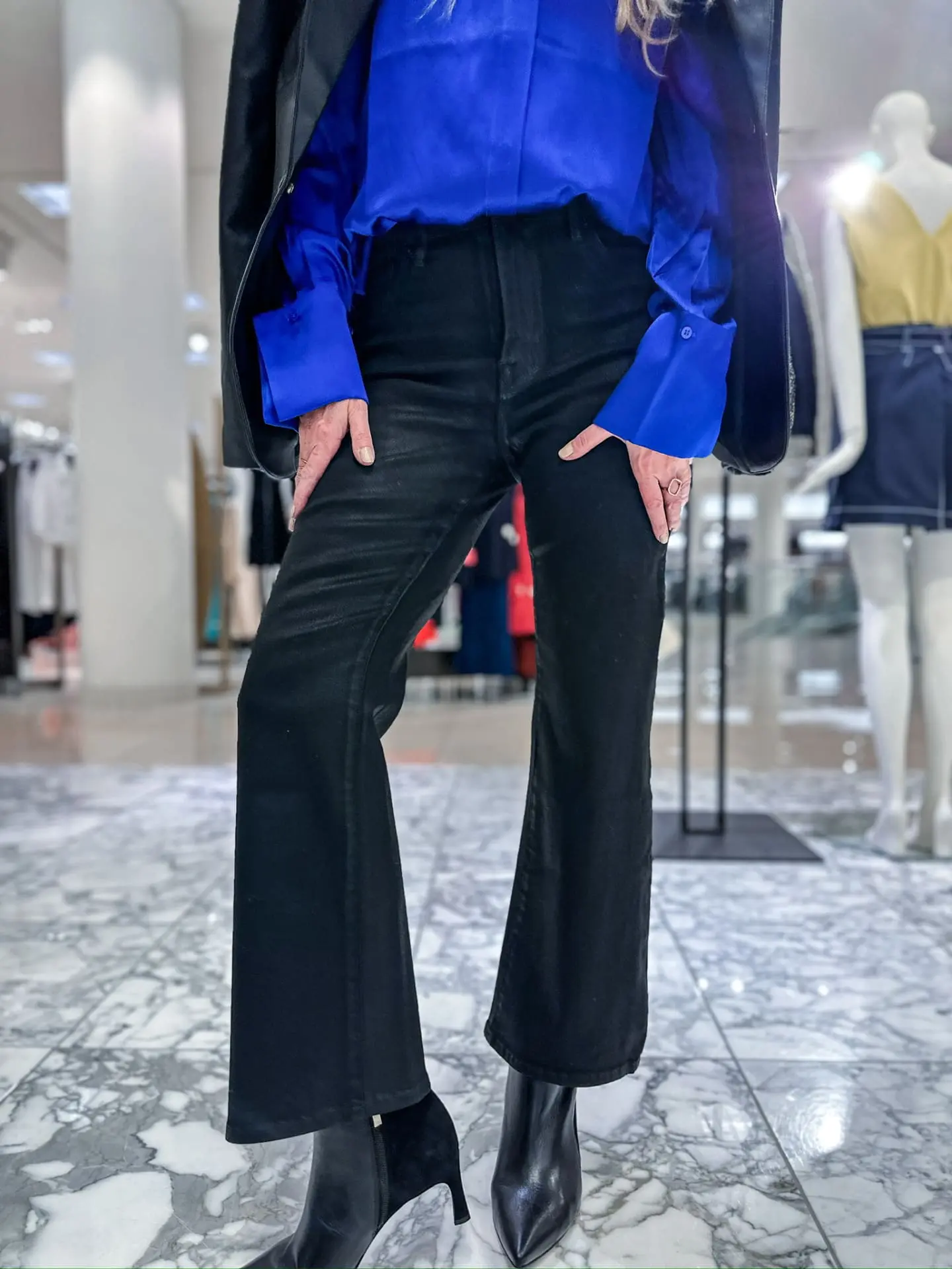 Good American Coated Bootcut Jeans