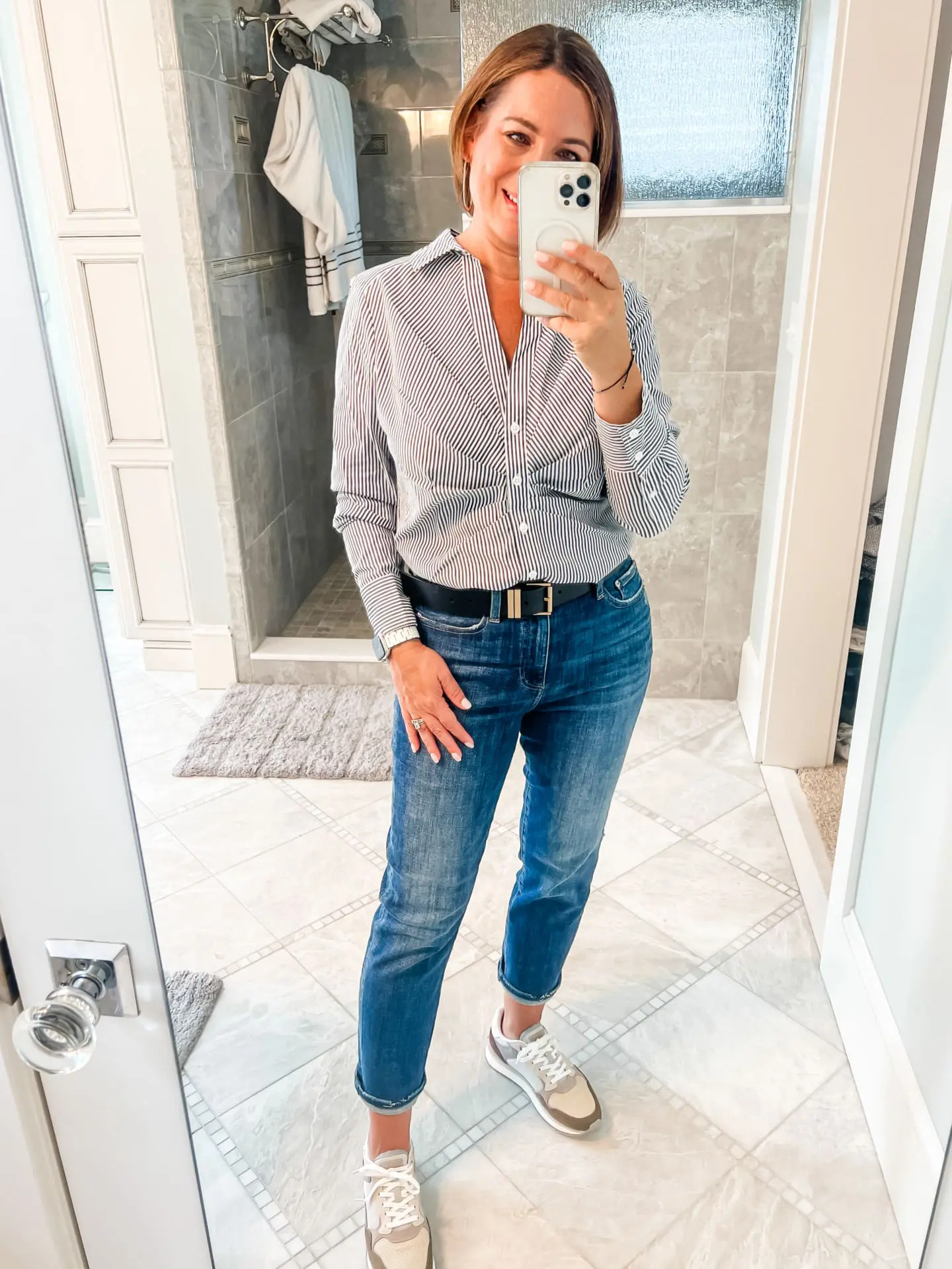 Striped Button-Down & Jeans