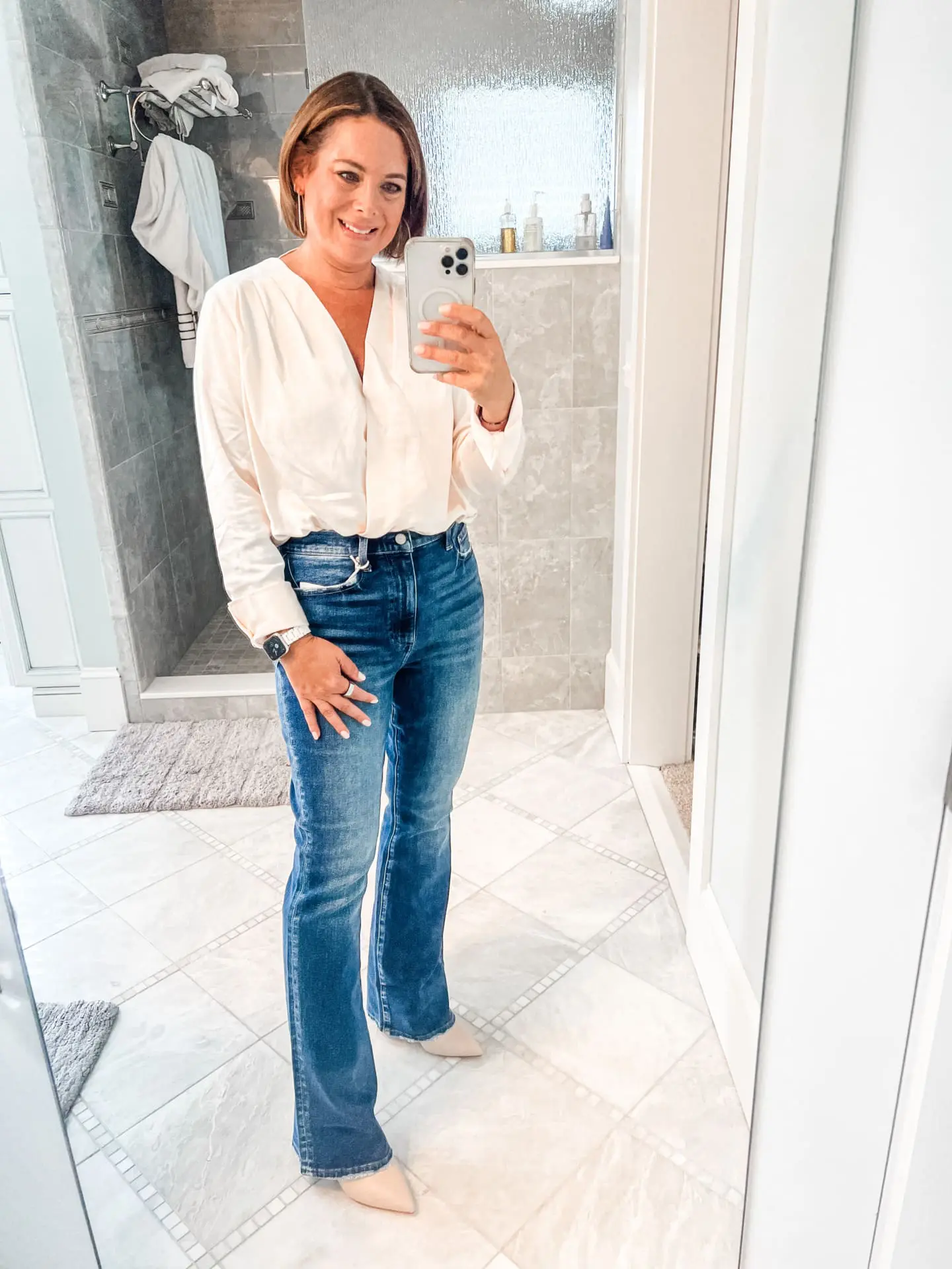 White Bodysuit & Blue Jeans
